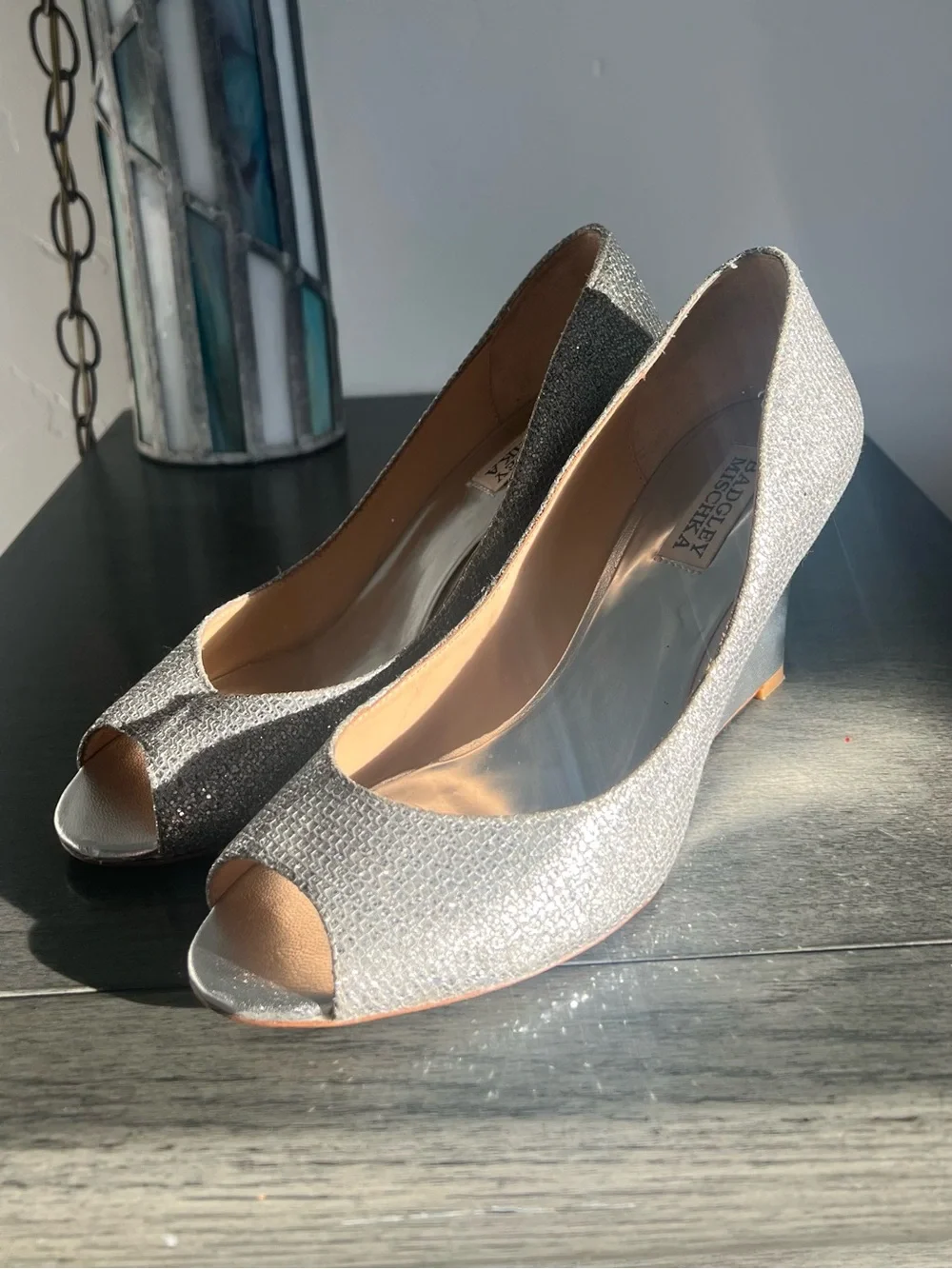 Badgley Mischka shimmering silver